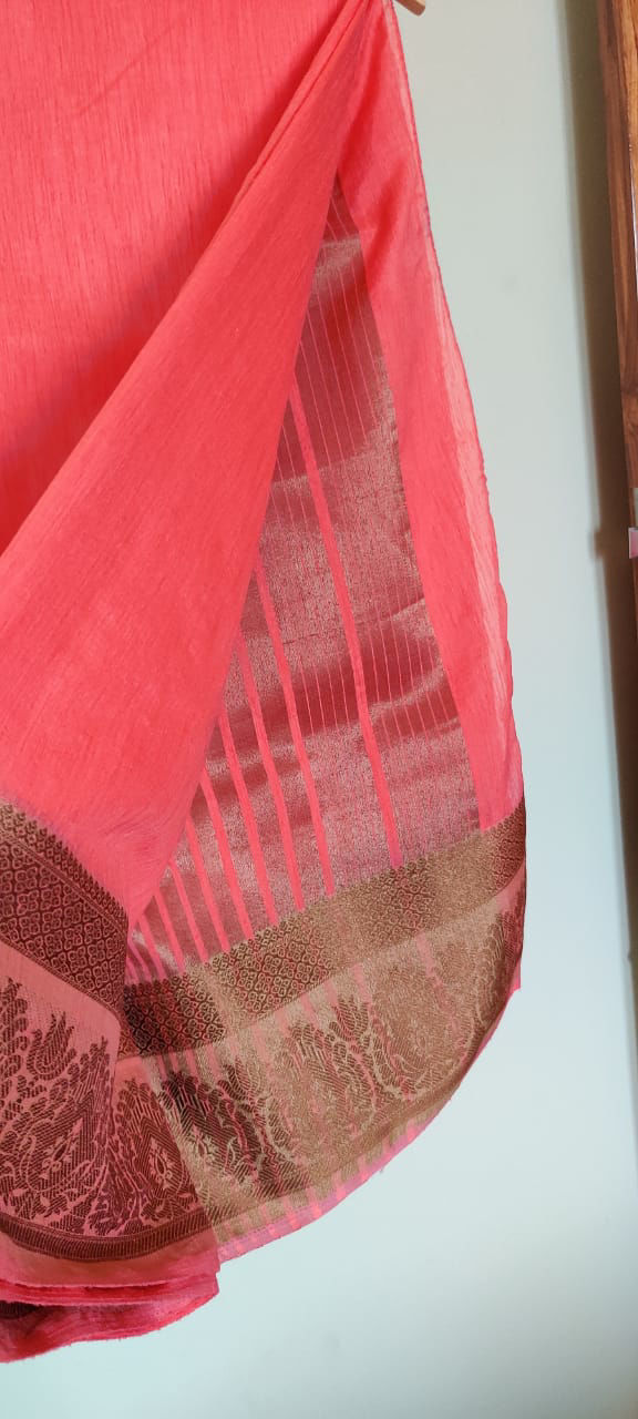 Punarvi India Authentic PreLoved Sustainable Peach Saree And Yellow Saree