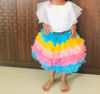 Picture of Beautiful combo of Stylish Pink top and Green Skirt and Unicorn / Rainbow  theme Top and Skirt for 2-4Y