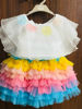 Picture of Beautiful combo of Stylish Pink top and Green Skirt and Unicorn / Rainbow  theme Top and Skirt for 2-4Y