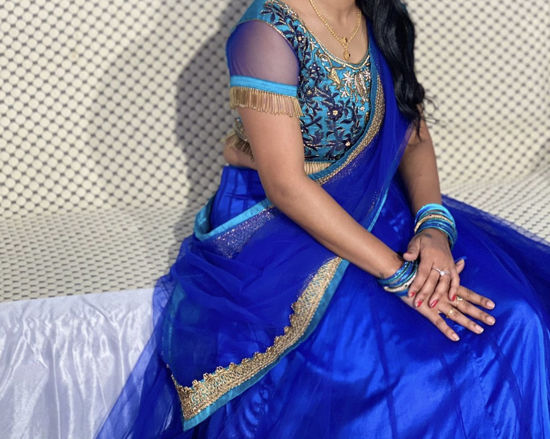 Picture of Royal blue Lehanga with Green Blouse