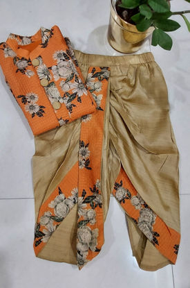 Picture of Organza Floral Kurta with Dhothi For 0-2Y