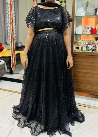 Picture of Black full Sequence Party wear lehenga & Croptop