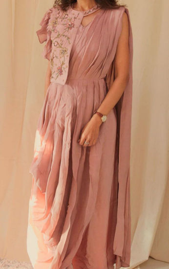 Picture of Mauve trendy saree style dress