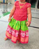 Picture of Pochampally ikkat pink and parrot green pattu langa 2-3Y