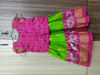 Picture of Pochampally ikkat pink and parrot green pattu langa 2-3Y