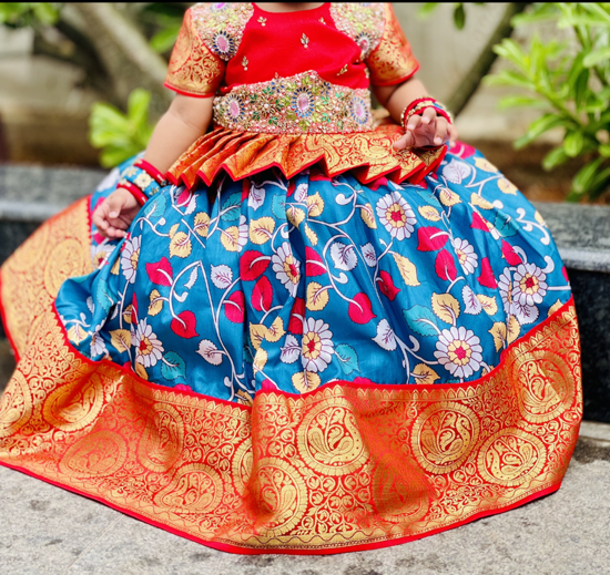 Picture of Traditional kalamkari pattu dress For 12-18M