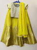 Picture of Half White & Lime Yellow Embroidered Crop top & Lehanga with Shawl