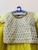 Picture of Half White & Lime Yellow Embroidered Crop top & Lehanga with Shawl