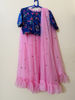 Picture of Pink & Royal blue  Crop top & lehanga with cloth-hipbelt & Shawl