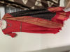 Picture of Customised Red long check dress with Pure pattu dupatta Ikkat