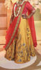 Picture of Yellow lehnga with pink duppatta & blouse