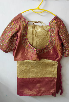 Picture of Original kanchipuram silk saree with maggam work blouse