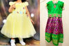 Picture of Combo : Pattu Pochampally langa and frock