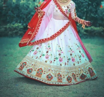 Picture of Hand-crafted Khatali work Marriage lehenga