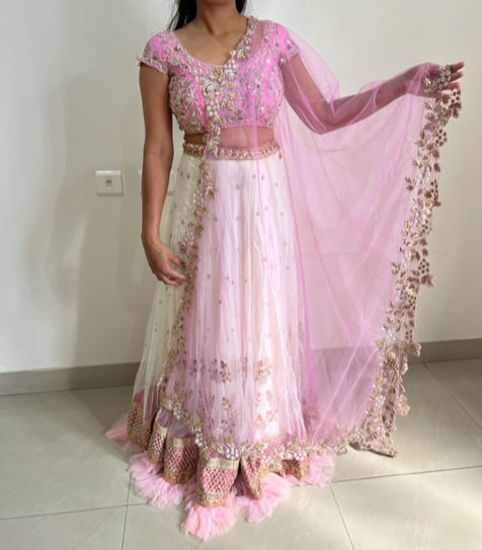 Picture of Half White Zardozi embroidered Lehenga