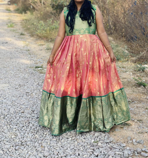 Picture of Onion pink Tissue silk long frock
