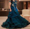 Picture of Peacock Blue Designer Long Frock