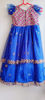 Picture of Blue long frock with blue and pink pearl work yoke For 4Y