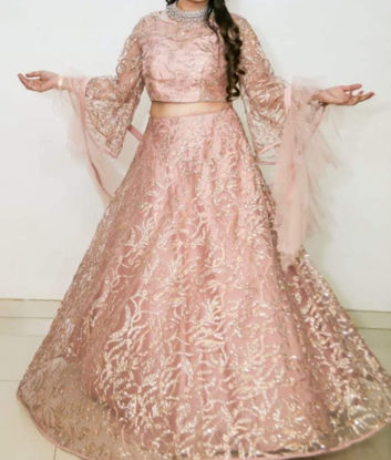 Picture of Peach lehenga with glitter work