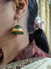 Picture of Combo of Ganesha antique polish neckset + Black bead chain + Meenakari jhumkas