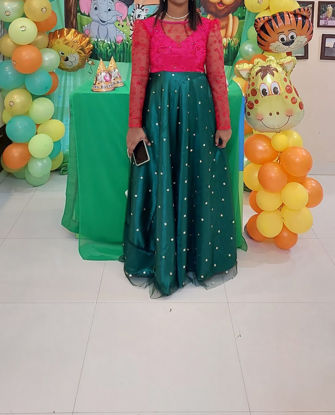 Picture of Red and mehendi green Long Frock