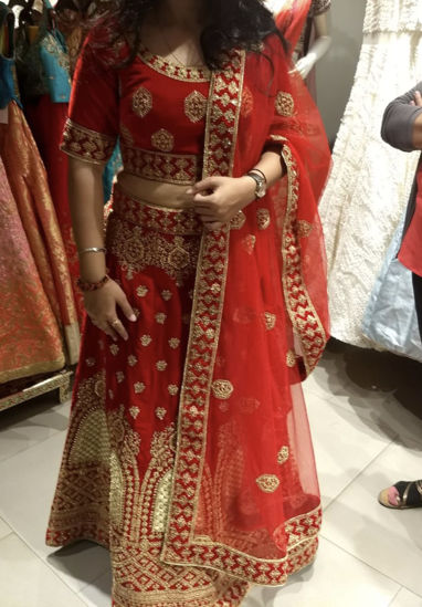 Picture of Red Velvet Bridal Lehenga