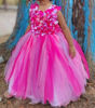 Picture of Pink and lilac Flower applique flared dress For 2-3Y