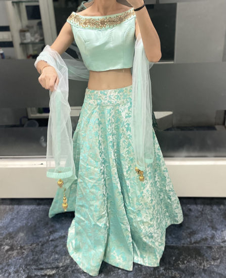 Picture of Sea green color lehenga