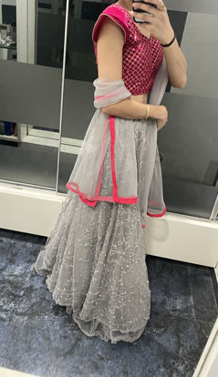 Picture of Hot pink and grey lehnga