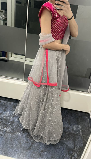 Picture of Hot pink and grey lehnga