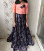 Picture of Full length frock in peach and dark blue For 8-10Y