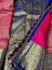 Picture of Navy blue Pattu saree with heavy maggam work