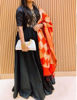 Picture of Black embroided Raw Silk Party Gown emblished with Stones and Chumkis