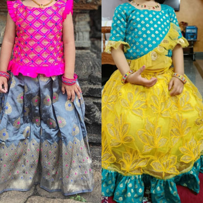 Picture of Combo of banaras lehenga and designer lehenga For 2-3Y