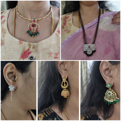 Picture of Combo of 2 neck sets + 3 pair of earrings