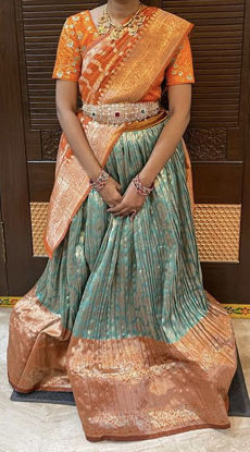 Picture of Semi Pattu Halfsaree With Work Blouse and Banaras Duppata