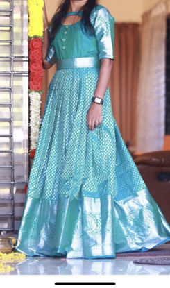 Picture of Blue Ethnic Pattu Frock