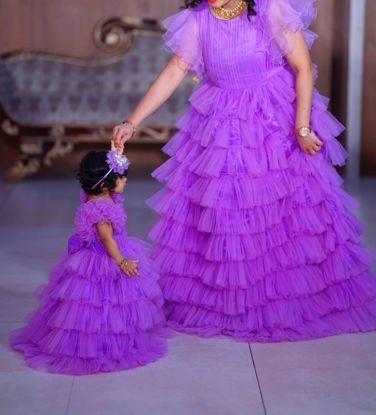 Picture of Lavender Party wear gown mother daughter combo