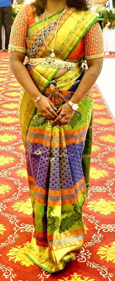 Picture of Muti colour peacock Kanjivaram pattu saree