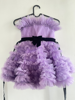 Picture of Little Muffet Purple Ruffled Dress With Attached Bowy Belt For 4-5Y