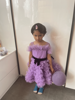 Picture of Little Muffet Purple Ruffled Dress With Attached Bowy Belt For 4-5Y