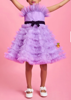 Picture of Little Muffet Purple Ruffled Dress With Attached Bowy Belt For 4-5Y