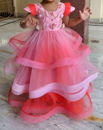 Picture of Ombre Pink Layered Frock For 2-4Y