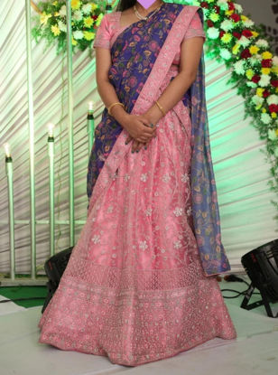 Picture of Peach Colour Lehenga with Kalamkari Dupatta