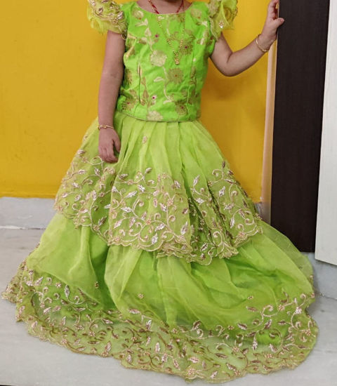 Picture of Green cutwork Lehenga For 3-5Y