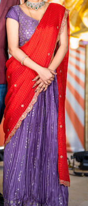 Picture of Lavender Crushed Lehenga