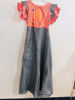 Picture of Grey and orange tissue silk long frock with double layered sleeves