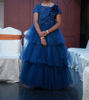 Picture of Peacock Coloured layered ruffle gown for 10-11 years