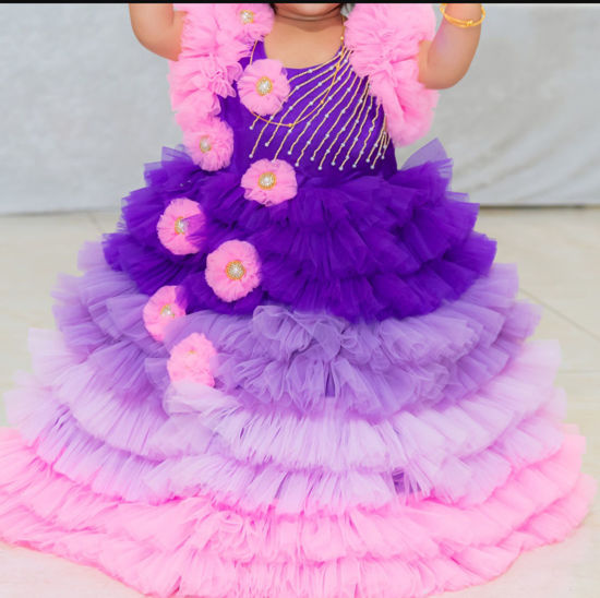 Picture of Li and Li Purple and pink shaded fluffy gown For 1-2Y