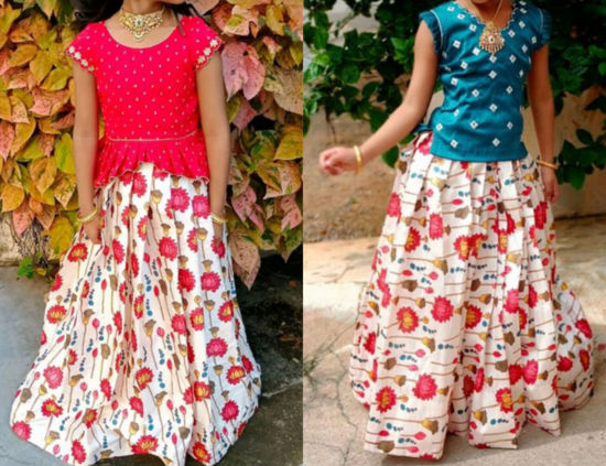 Picture of Kalamkari Lehenga with two Blouses for 4-6Y